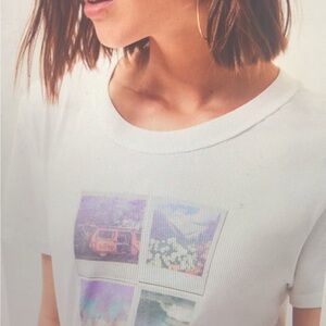 White Graphic Print Women's Top